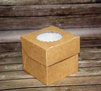 Коробка для 1 капкейка крафт/белая