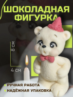 Шоколадная фигурка Мишка задувает свечку розовый колпачок