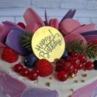 Бирка акриловая круглая «Happy Birthday» золото