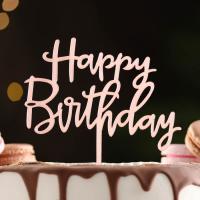 Топпер "Happy Birthday", розовое золото