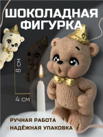 Шоколадная фигурка Мишка задувает свечку золотой колпачок