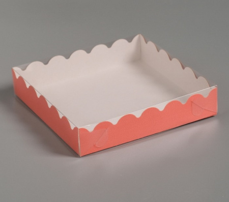 Коробка с прозрачной крышкой 12 × 12 × 3 см Коралл