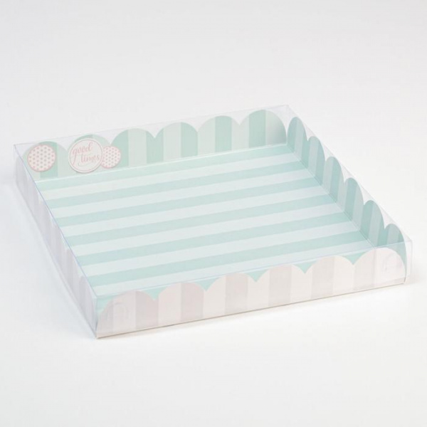 Коробка для кондитерских изделий с PVC-крышкой «Доброе утро!», 21 × 21 × 3 см