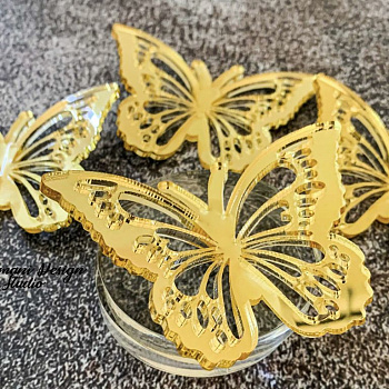 Бабочки из акрила для декора, золотые