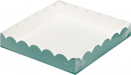 Коробка с прозрачной крышкой 12 × 12 × 3 см Зеленая матовая