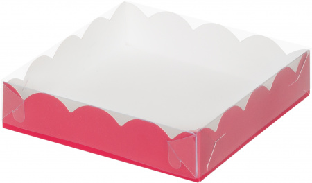 Коробка с прозрачной крышкой 12 × 12 × 3 см Красная матовая