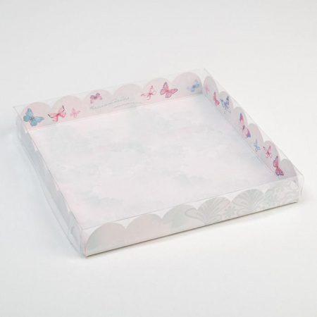 Коробка для кондитерских изделий с PVC-крышкой «Наслаждайся моментом», 21 × 21 × 3 см