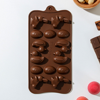 Форма для шоколада и мармелада «Зайцы, утки и яйца»