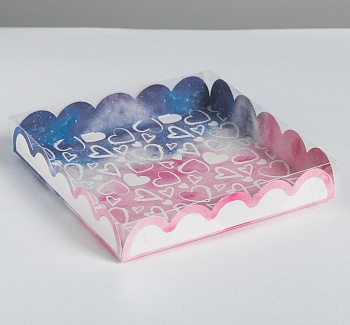 Коробка для кондитерских изделий с PVC-крышкой Sweet love, 18 × 18 × 3 см