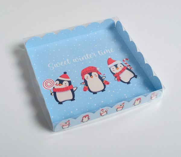 Коробка для кондитерских изделий с PVC крышкой Sweet winter time, 21 × 21 × 3 см