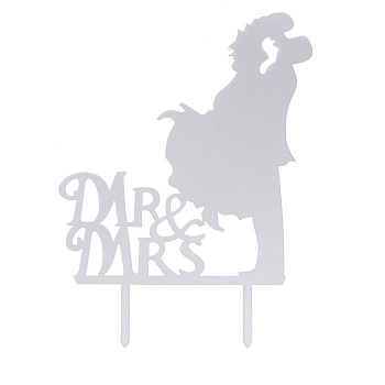 Топпер на торт «Mr&Mrs», серебро