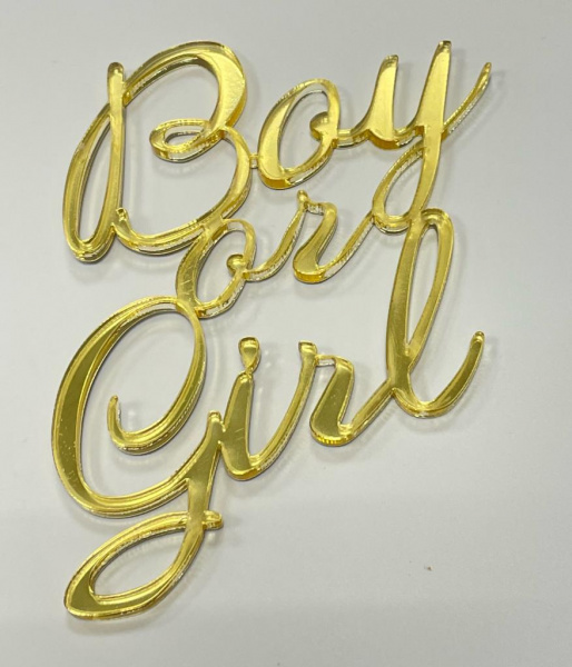 Топпер акриловый " Boy or Girl" золото