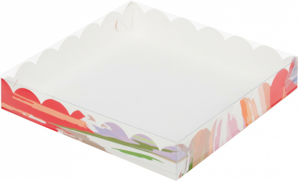 Коробка с прозрачной крышкой 12 × 12 × 3 см Акварель светлая