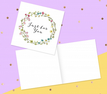 Открытка‒мини "Just for you" цветочный веночек, 7 × 7 см