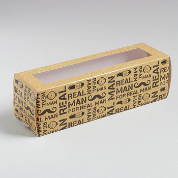 Коробка для макарон For real man, 18 х 5.5 х 5.5 см