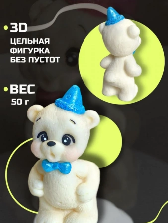 Шоколадная фигурка Мишка задувает свечку синий колпачок